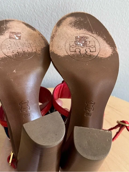 Tory Burch Florian Sandals Heels Tapestry Size 8 - Picture 13 of 15